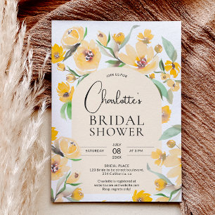 Yellow sunflower floral arch chic bridal shower invitation