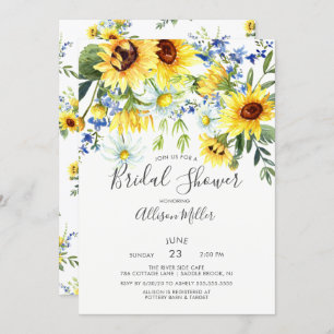 Yellow Sunflower Floral Bridal Shower Invitation