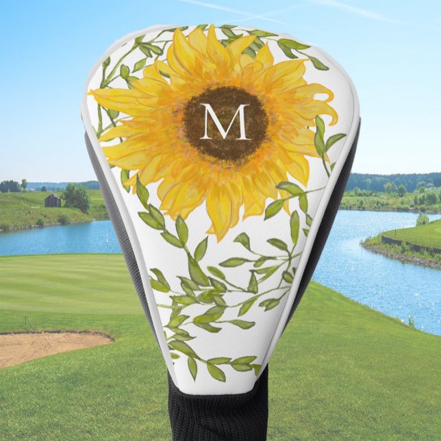 Yellow Sunflower Floral custom monogram ladies  Golf Head Cover (Creator Uploaded)