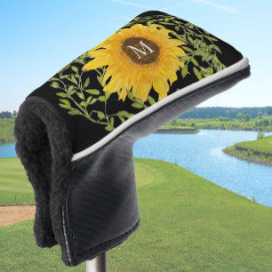 Yellow Sunflower Floral custom monogram ladies Golf Head Cover