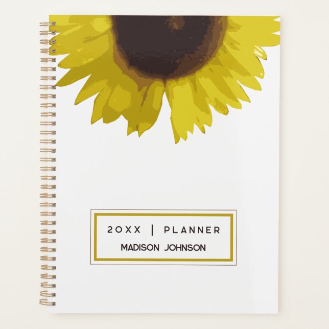 Yellow Sunflower Floral Custom Name 2026 Planner (Front)