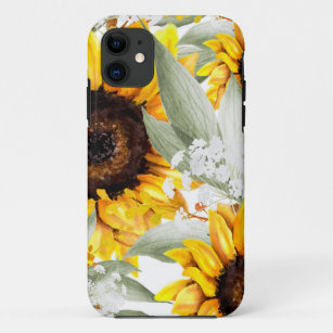 Yellow Sunflower Floral Rustic Fall Flower Case-Mate iPhone Case