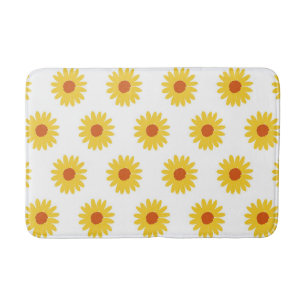 Yellow Sunflower Floral Simple Flower Pattern Bath Mat
