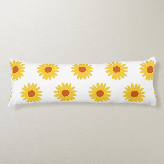 Yellow Sunflower Floral Simple Flower Pattern Body Cushion (Front)