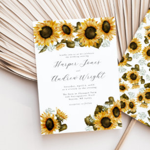 Yellow Sunflower Floral Wedding Invitation