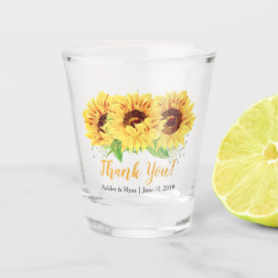 Yellow Sunflower Floral Wedding Thank You Favour Shot Glass