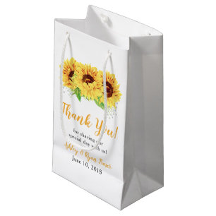 Yellow Sunflower Floral Wedding Welcome Small Gift Bag