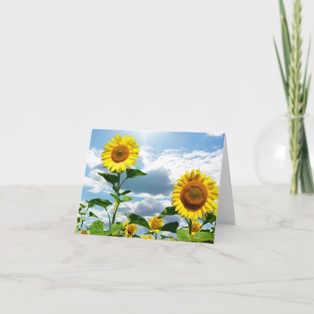 Yellow Sunflower Flowers Thinking of You, Love Thank You Card (Front)