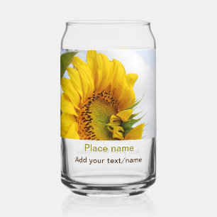 Yellow sunflower garden add photo text name travel can glass