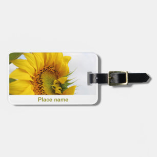 Yellow sunflower garden add photo text name travel luggage tag