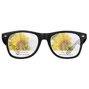 Yellow sunflower garden add photo text name travel retro sunglasses