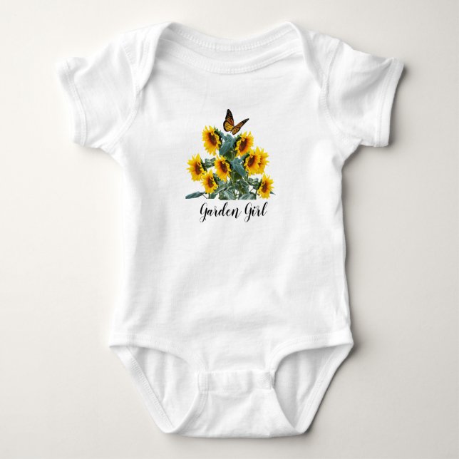 Yellow Sunflower "Garden Girl"  Baby Bodysuit (Front)