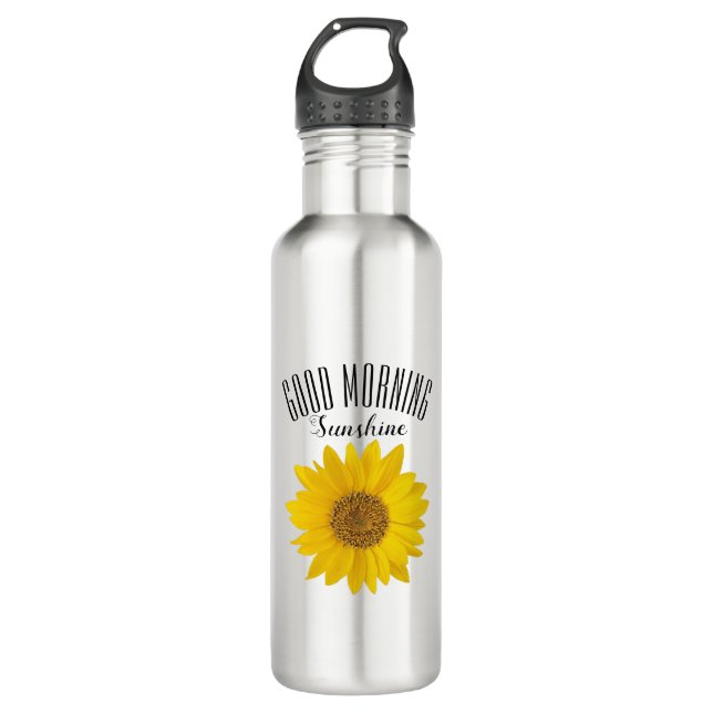 Yellow Sunflower Good Morning Sunshine 710 Ml Water Bottle (Front)