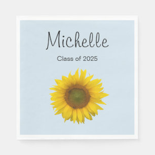 Yellow Sunflower Graduation Party Napkin
