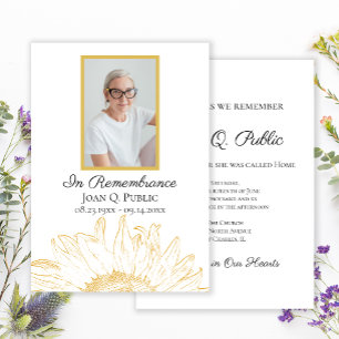 Yellow Sunflower Graphic Death Anniversary Invitation