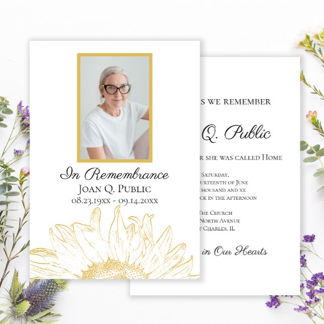 Yellow Sunflower Graphic Death Anniversary Invitation (Creator Uploaded)