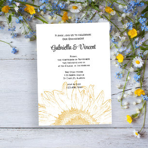 Yellow Sunflower Graphic Engagement Party Invitation