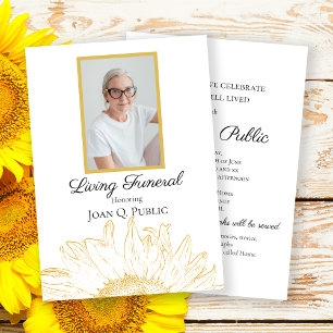 Yellow Sunflower Graphic Living Funeral Party Invitation