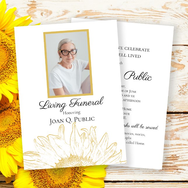Yellow Sunflower Graphic Living Funeral Party Invitation (Creator Uploaded)