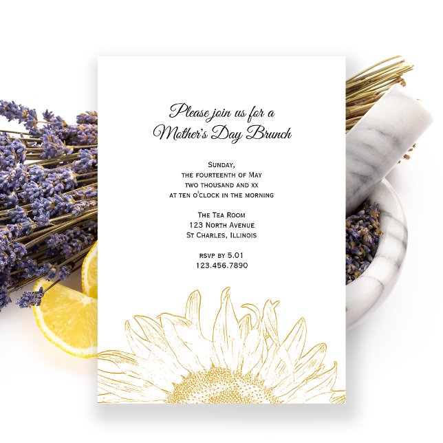 Yellow Sunflower Graphic Mother's Day Brunch Invitation (Creator Uploaded)