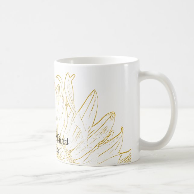 Yellow Sunflower Graphic Wedding Coffee Mug (Right)