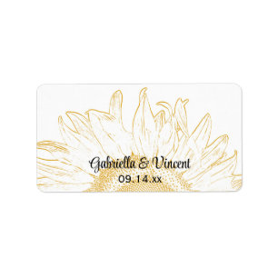 Yellow Sunflower Graphic Wedding Label