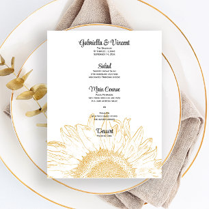 Yellow Sunflower Graphic Wedding Menu