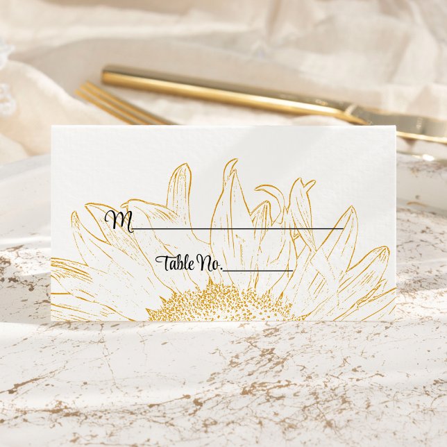 Yellow Sunflower Graphic Wedding Place Card (Creator Uploaded)