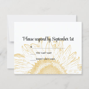Yellow Sunflower Graphic Wedding RSVP Card