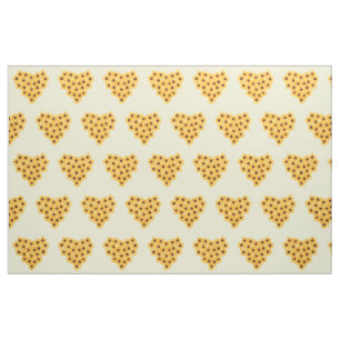 Yellow sunflower hearts on pale yellow fabric