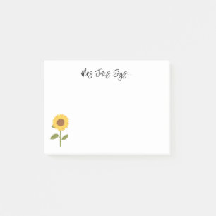 Yellow sunflower helping me grow teacher post-it notes