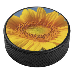 Yellow Sunflower Hockey Puck