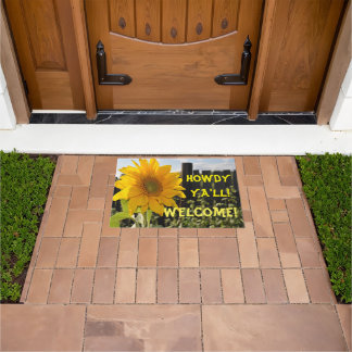 Yellow Sunflower Howdy Ya'll Welcome Door Mat