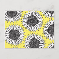 Yellow Sunflower in Black and White Hand Drawing