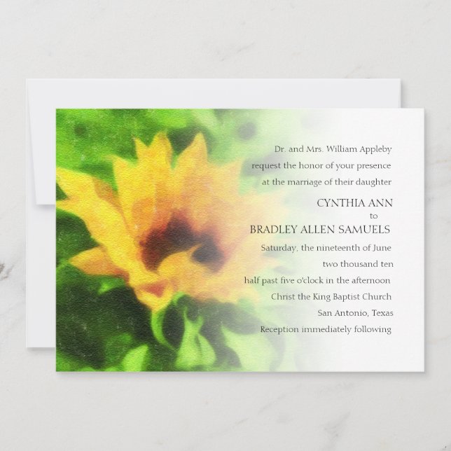 Yellow Sunflower Invitation (Front)