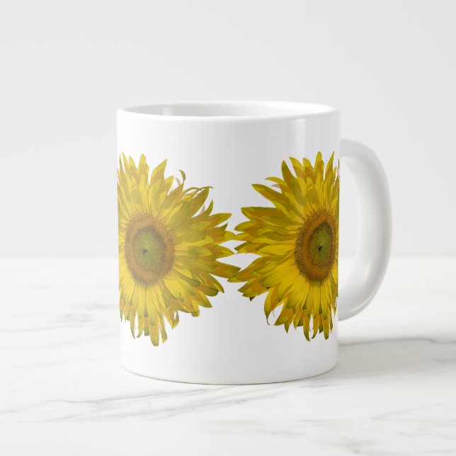 Yellow Sunflower  Large Coffee Mug (Front Right)