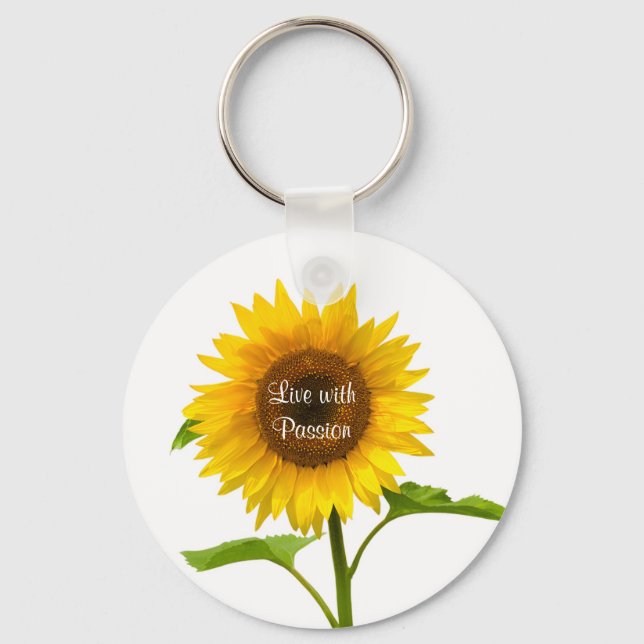 Yellow Sunflower Live with Passion Flower Keychain (Front)