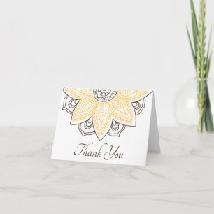 Yellow Sunflower Mandala   Custom Thank You Card