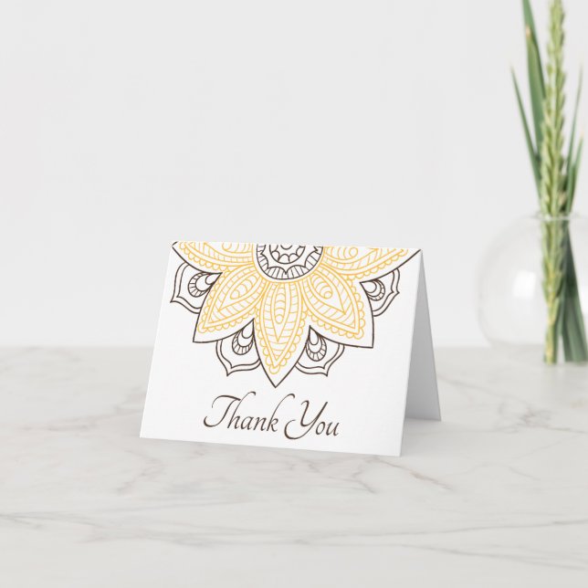Yellow Sunflower Mandala | Custom Thank You Card (Front)