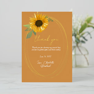 Yellow Sunflower Modern Floral Thank You  