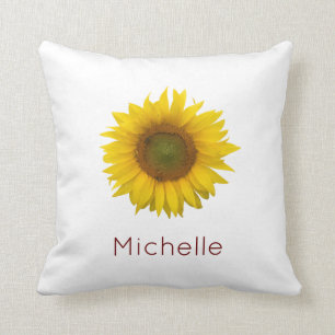 Yellow Sunflower Monogram Country Floral Cushion