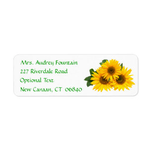 Yellow Sunflower Name Address Return Mailing Label