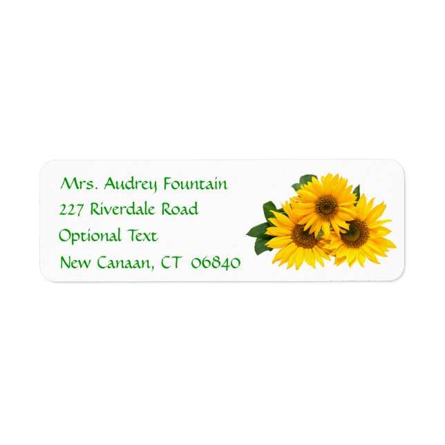 Yellow Sunflower Name Address Return Mailing Label (Front)