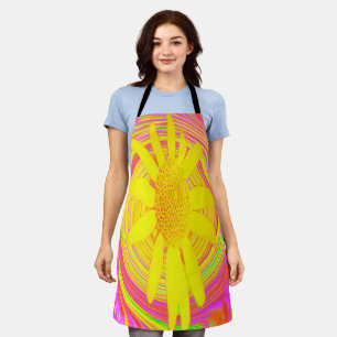 Yellow Sunflower on a Psychedelic Swirl Apron