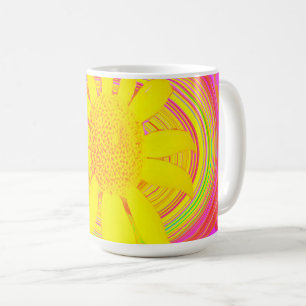 Yellow Sunflower on a Psychedelic Swirl Coffee Mug