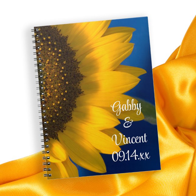 Yellow Sunflower on Blue Wedding Notebook (Creator Uploaded)