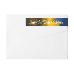Yellow Sunflower on Blue Wedding Save the Date Wrap Around Label