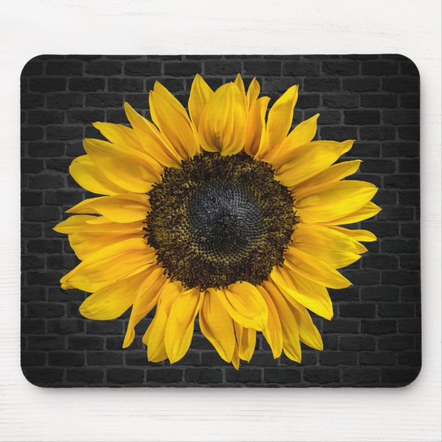 yellow sunflower on brick mouse pad (Front)