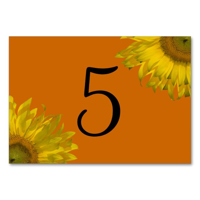 Yellow Sunflower on Orange Table Numbers (Front)