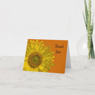 Yellow Sunflower on Orange Thank You Card